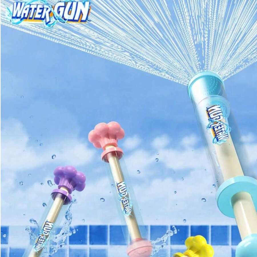 4件套夏季ABS水枪，抽拉式设计，大容量水箱，适用于游泳池、沙滩、草坪和水上乐园
