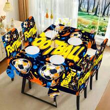 1/4/5/6/7/36 buc. Huse de scaun/seturi de perne de scaun cu imprimeu de fotbal, Cupa Mondială 2026, potrivite pentru interior, casă, restaurant, hotel, alegere ideală pentru decor modern de zi cu zi. Față de masă se potrivește mesei pătrate, huse elastice pentru scaune sunt lavabile. - Multicolor - Vizualizare 3