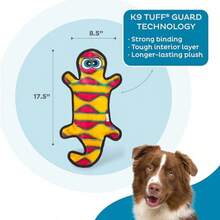 Kyjen Invincibles Plush Gecko Stuffingless Durable Dog Toys Squeaker Toy 4-Squeaker Large Red Orange - como en la foto - Ver 3