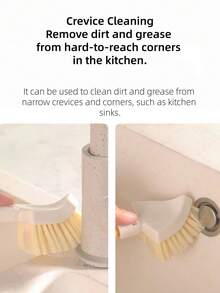 1pc/2pcs Foldable Triangle Cleaning Brush, Short Handle Design For Comfortable Grip, Multi-Functional, Suitable For Kitchen, Sink, Bathroom Scenarios, Easy To Clean Drain Corners, Stove Gaps, Windows, Walls And Other Hard-To-Reach Areas, Also Applicable For Pot And Dish Cleaning, Making Home Cleaning Easier. - Orange-white - View 8