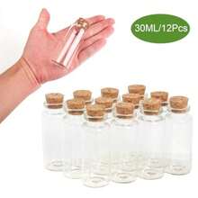 12Pcs/Set 30ml Glass Bottles Cork Stoppers DIY Decoration Mini Glass Vials CorkSpell Jars Party Favors Message In A Bottle 30ml-12pcs - 30ml12pcs - View 3