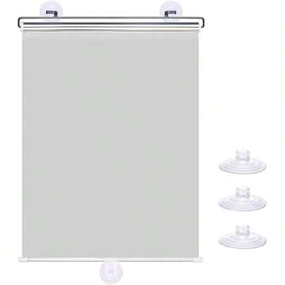 1 pieza/5 piezas Cortina enrollable de plata con protección UV, adecuada para cortinas, persianas, cortinas de baño, cortinas opacas portátiles, con ventosas desmontables, sin instalación requerida, protección de privacidad, adecuada para decoración interior, decoración del hogar, artículos esenciales de viaje, decoración exterior, artículos esenciales de camping, decoración de primavera