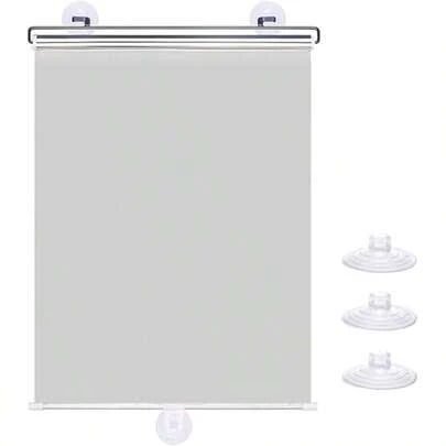 1pc/5pcs Summer Fashion Silver Blackout Roller Blinds Curtain Fabric, Suitable For Curtain Sunshade, Bathroom Curtain, Portable Blackout Curtain, With UV Protection, Suction Cup Removable Bathroom Curtain, No Installation Required, Privacy Protection, Suitable For Indoor Decoration, Home Decor, Travel Essentials, Outdoor Decoration, Camping Essentials, Spring Decoration