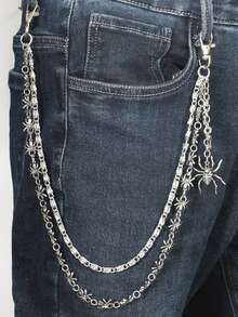 1pc Gothic Spider Chain, Punk Hip Hop Pants Chain, Multifunctional Daily Wear Accessory For Men And Women - Silver - View 6