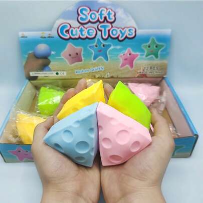 2026 New - 1pc/4pcs Stress Relief Cheese Triangle TPR Squeeze Toy, Kneading Dough Fidget Toy - Perfect Gift For Birthday, Men, Women, Easter, Holiday, Valentine's Day, Teens - Essential For Stress Relief