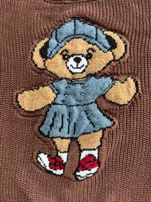 Sweater Knit Bear Polo Shirt With Mousse Yarn Detail - New Release 2026 Autumn/Winter - 鏽棕色 - 查看 3