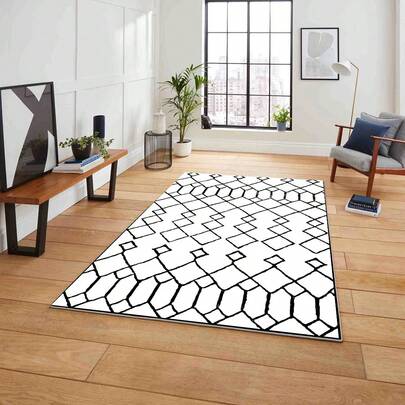 Digital Printed Non-Slip Washable Runner & Area Rug With Frame Pattern | Modern, Scandinavian, Boho & Classic Styles | 100% Polyester | MADE IN TURKEY