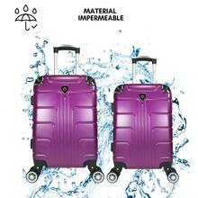 2-Piece Hard-Shell Suitcase Set, 20 And 18 Inches, Hand Luggage, 10KG And 8KG, Lightweight PC+ABS Material, 360° Detachable Wheels With Integrated Lock - Purple - View 7