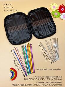 Set 22 Kait Rajut dengan Kotak Penyimpanan Kulit Hitam, Ideal untuk Pecinta Kerajinan Rajut, Termasuk 22 Kait dengan Ukuran Mulai dari 0,6mm hingga 6,5mm - Jarum rajut alumina - View 11
