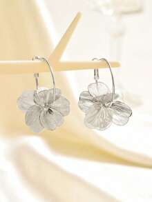 1 Pair Fashionable, Elegant, Creative, High-End Petals Hoop Earrings, Suitable For Daily Wear For Women - 金色 - 查看 6