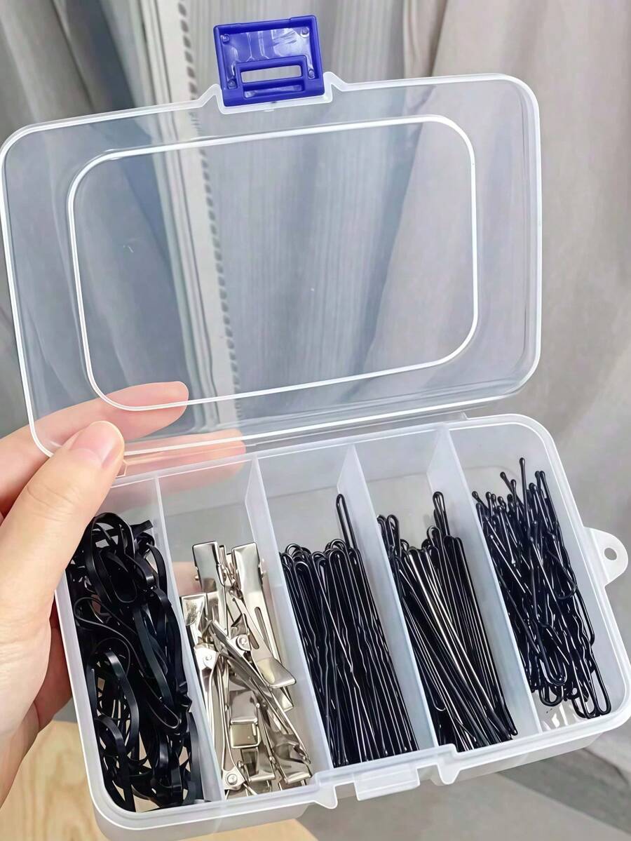 1pc Transparent Plastic Storage Box, Five/Ten Grid Storage Box, Hair Accessories Portable Divided Box With Snap Button, Plastic Cosmetic Storage Box, Beauty Makeup Hair Tool Storage Small Box, Desktop Storage Box, Small Accessory Box, Multi-Purpose Organizing Box For Small Items, Small Toys, Jewelry, Stickers, Small Cards, Hair Accessories Storage Box, Jewelry Storage Box, Suitable For Cosmetics, Hair Clips, Headwear. - Multicolor - View 1