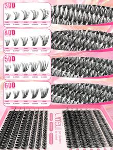 570簇假睫毛套装，包含30D-100D长度的睫毛，D型卷翘，8-16毫米混合长度，持久耐用，可重复使用，适合初学者，日常佩戴，派对场合适用 - 查看 2