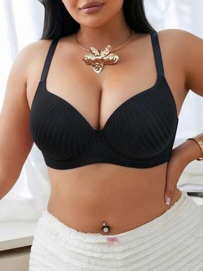 黑色深V领钢圈文胸，提拉支撑，防止下垂，提升胸型，全罩杯不空隙，大码可选。