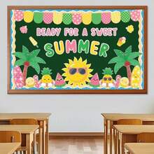 Summer Bulletin Board Decoration Set Beach Bulletin Board Decorations Summertime Hawaiian Paper Cutouts Kit Sweet Summer Tropical Theme Decor For School Classroom Home Office Chalkboard Wall Door - As Pic - View 6
