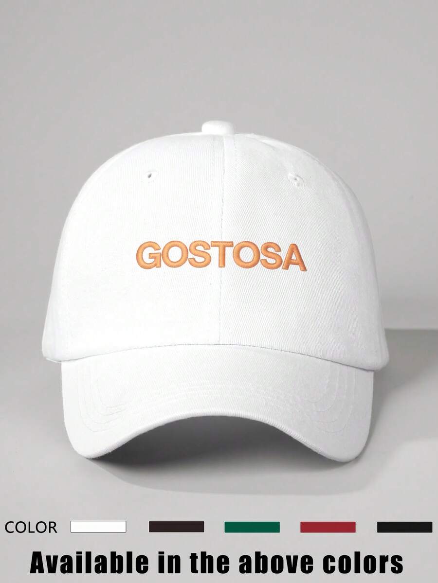 1顶女士刺绣“GOSTOSA”棒球帽,可调节户外防晒休闲帽,适合春季、秋季、旅行、海滩,男女皆宜,Y2K风格 - 棒球帽 - 查看 1