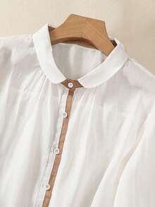 Summer Fashion Contrast Trim Sleeveless Women Shirt, Loose Breathable Design Sense Casual Commuter Slim Blouse - White - View 3