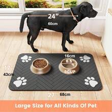 Quick Drying Absorbent Pet Feeding Mat Suitable For Dogs And Cats, Non-Slip Rubber Bottom, Dark Polyester Surface, Perfect For Indoor Use - Dark Grey - View 11