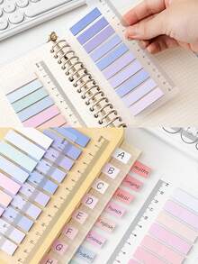 1pc 200 Sheets Colorful PET Material Sticky Notes, Writeable, Reusable, Semi-Transparent Bookmarks, Self-Adhesive Page Markers, Suitable For Binders And Indexes School Supplies - one-size - View 6