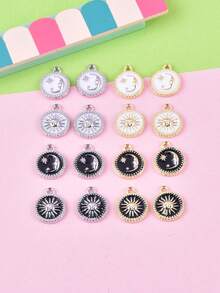 16pcs Assorted Sun & Moon Metal Pendants, Suitable For DIY Jewelry Making Such As Earrings, Necklaces - Multicolor - View 6