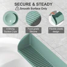 Tấm chắn nước bồn tắm bằng silicon - 1 tấm chống thấm nước với 4 giác hút, khay đựng đồ dùng bồn tắm, khay chơi bồn tắm, khay bên hông bồn tắm, vật dụng thiết yếu cho phòng tắm, màu xanh ngọc. - Nước - Xem 7