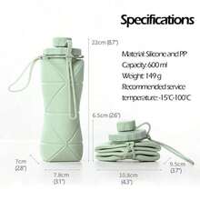 Silicone Collapsible Sports Water Bottles Outdoor Camping Folding Water Cup Large Capacity Travel Foldable Leakproof.Kettle - 綠色 - 查看 6