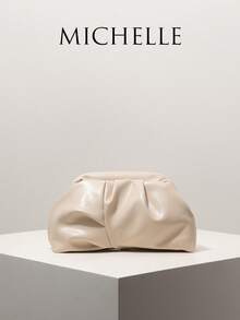 Women's Pleated Design Clutch Bag, Suitable For Evening Party, Gala, Wedding, Elegant Ladies Wallet Gift - Apricot - View 1