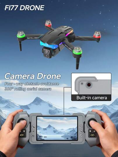 2026新款F177无刷专业航拍无人机，配备双摄像头、360°全向避障、带显示摄像头的FPV发射器、90°可调光流摄像头、无刷电机、光流悬停系统，操作简便，适合初学者，是圣诞节和各种节日的完美礼物。