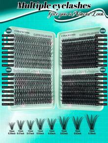 640/576/384pcs D-Curl Cluster Lashes, Length 9-18mm, Dense & Natural, Create Voluminous Curled Effect, Super Soft & Lightweight, Reusable, Segmented Individual Lashes, 30D+40D+50D+60D+80D+100D Lash Extension Kit, Cluster Lashes, Individual Lashes, False Eyelashes - DD - View 5