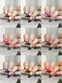 ARTAUG 216片浅色可爱方形短款假指甲套装，适合春夏日常及特殊美甲，可重复使用，DIY美甲艺术 - 彩色 - 查看 3