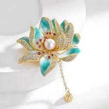 Chinese Style Lotus Brooch High-End Women's Retro Pearl Tassel Corsage Light Luxury Niche Design Pin Accessories Gift - Nhiều màu - Xem 1
