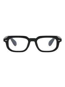 1 paire de lunettes plates de mode décontractée pour hommes, avec monture carrée noire en PC, de couleur unie minimaliste - Rose bonbon - Voir 2