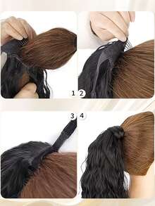 Accesorio para el cabello de mujer, peluca de cola de caballo sintética ondulada y larga, color marrón oscuro rizado - Multicolor - Ver 5