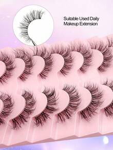 Asiteo 7 Pairs Natural Messy Cat Eye Style False Eyelashes, Transparent Lash Band, Create Cat Eye Makeup Effect, Long & Fine, Luxurious & Fluffy False Lashes - Thick & Lengthening, 3D Lashes, Reusable, Soft & Lightweight, Natural & Soft False Lashes, Strip Lashes - Black - View 4