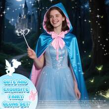 This 4-Piece Set Includes A Cloak, Bow Tie, Gloves, And Magic Wand, Perfect For Fairy Godmother Costume Play. Suitable For Parties, Carnivals, And Masquerade Balls. Also Suitable As Women's Magical Theme Party And Costume Accessories; A Party/Cosplay Outfit. - Multicolor - View 11