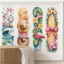 Hình dán tường mùa hè rực rỡ - Hình dán tường chủ đề bãi biển nhiệt đới Hawaii với chim hồng hạc, ván lướt sóng, mũ chống nắng - Trang trí bằng nhựa bền chắc cho các bữa tiệc bể bơi, sinh nhật, trang trí nhà cửa, trang trí tiệc tùng, thiết kế vui nhộn, hình dán không cần keo dán. - A - Xem 4