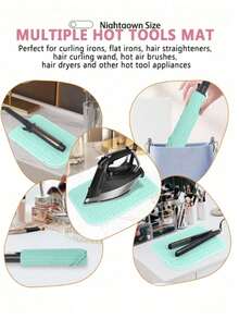 1PC Heat Resistant Silicone Mat And Sleeve For Curling Iron And Hair Straightener Portable Hot Tool Pad With Heat Insulation And Anti Slip Design Protects Surfaces From Heat Damage Foldable And Easy To Store Suitable For Travel And Home Use Also Works As Makeup Brush Holder And Vanity Organizer Durable Flexible And Easy To Clean Ideal For Hair Styling Tools Storage Bathroom Accessories Vanity Decor Desk Organizer Travel Essentials And Beauty Tool Accessories - 彩色 - 查看 7