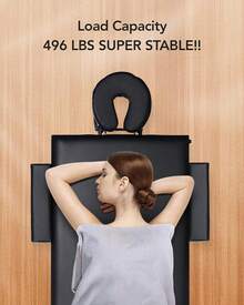 Massage Table Portable Wooden Lash Bed 24" Wide Massage Bed Foldable Beauty Spa Tattoo Face Cradle Adjustable Height 35Inch 2 Fold With Bag (Black) - màu đen - Xem 8