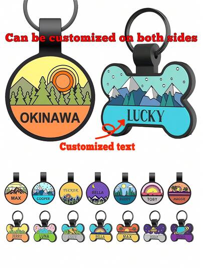 Silicone Personalized Pet ID Tag, Engraved Dog & Cat Name, Noiseless Pet Collar Accessories