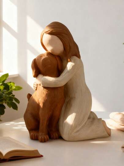 Tượng cô gái ôm chó bằng nhựa cổ điển, trang trí ngoài trời chủ đề động vật cho Lễ Tạ ơn, tượng sân vườn đặt trên mặt đất, tượng thiên thần chó tưởng niệm, không cần pin hoặc nguồn điện, thích hợp cho nhà cửa, phòng ngủ, văn phòng, trường học, đám cưới, trang trí tiệc, lựa chọn quà tặng tốt nhất.