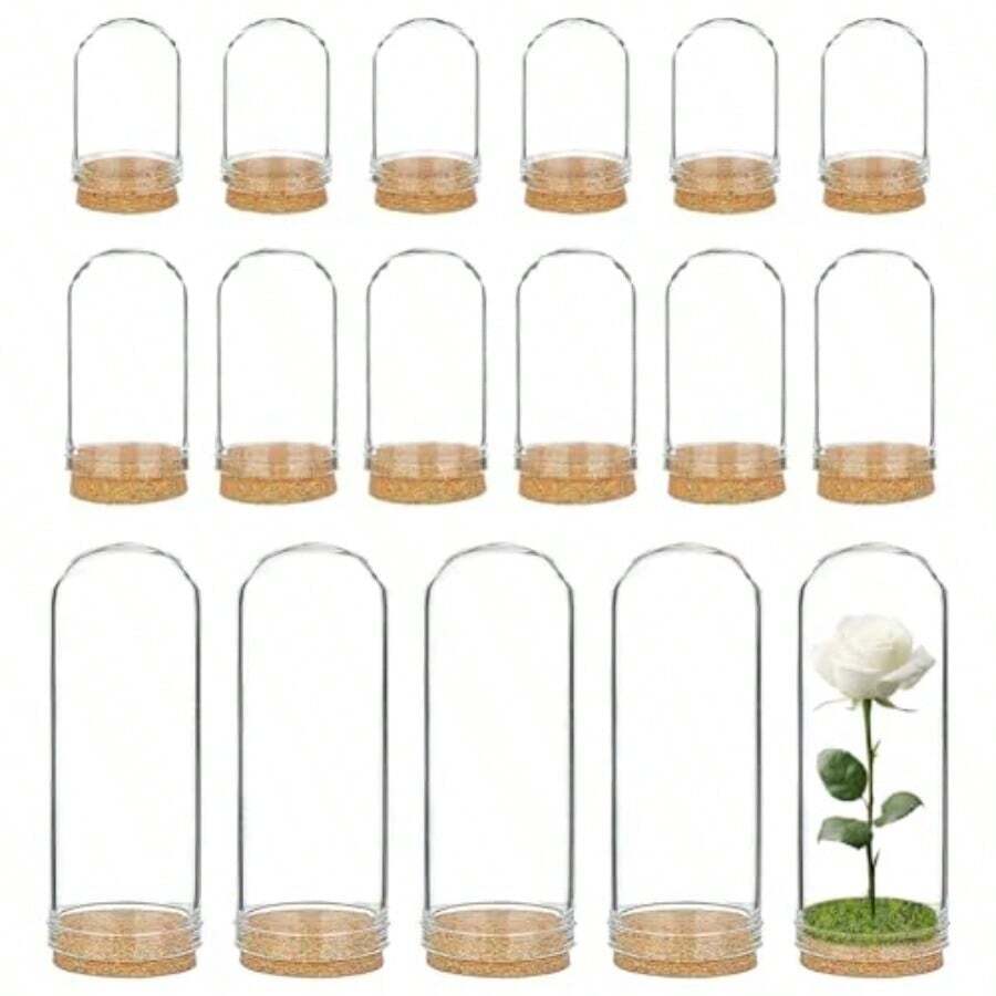 24 Pack Glass Jars Bottles 3 Mixed Size Dome Cloche Cover Decoration Bottles With Cork Stoppers For Mother's Day Wedding Party Favors Arts And Small Projects Home Decoration - Glass Bottles With a Round Bottom3 Size - View 1