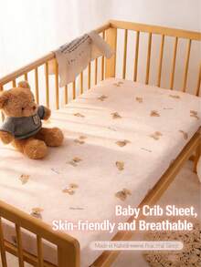 1pc Baby Crib Fitted Sheet, Soft Breathable Cartoon Design, Children's Bed Sheet, Washable Non-Fading, Suitable For Oval/Rectangular Mattress - Multicolor - View 8