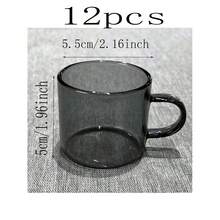 1pc Heat-Resistant Transparent Glass Cup With Handle, Suitable For Home, Office, KTV, Great For Drinking Water, Tea, Beverages, Espresso, Etc. [Note: Cup Only, No Cup Holder] - Black - View 12