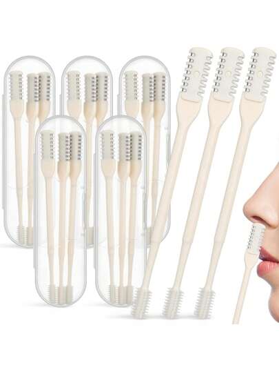 Bộ 3 dụng cụ cắt tóc 2 trong 1, máy tỉa lông mũi hai mặt tiện dụng cho nam nữ, xoay 360 độ, kèm bàn chải mềm vệ sinh, hộp đựng du lịch màu vàng.