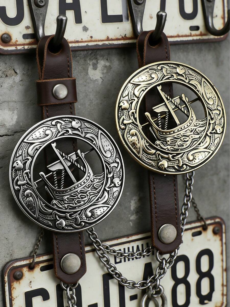 1 chiếc ghim cài áo kim loại hình tàu chiến Celtic Viking thời trang mới, kiểu dáng retro dành cho nam và nữ, họa tiết sóng rune, thích hợp làm quà tặng dự tiệc hoặc ngày lễ. - Thời trang - Xem 1