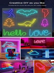 1pc Flexible RGB LED Neon Light Strip With Remote Control, Smart Lighting Modes, USB Powered, Length Options From 1m To 5m, Multi-Color Lighting For Christmas, Valentine's Day, Birthday Party Decoration, Suitable For Living Room, Bedroom And More - Multi-color light - View 5