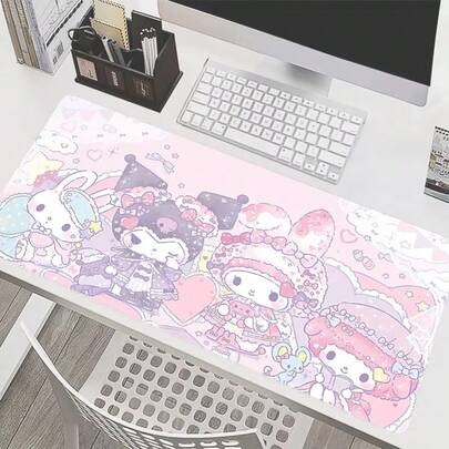 SANRIO 1个三丽鸥鼠标垫 – 高清印花鼠标键盘垫 | 超大游戏电脑鼠标垫 | Varmilo 键盘游戏配件 | 加长桌面垫 | 多功能设计（适用于游戏、办公和旅行） | 包含游戏和电竞办公鼠标垫 | 防滑表面 | 可爱萌系动物主题 | 符合人体工程学设计 | 兼容台式机和笔记本电脑