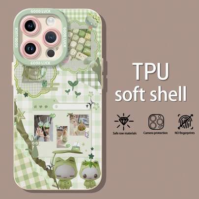Estética con temática de rana y Hello Kitty verdefunda de teléfono Fundas compatibles con Samsung,Apple,VIVO,OPPO,Motorola,Google,Xiaomi y Honor.Fabricadas en silicona TPU,ofrecen protección contra golpes y caídas.
