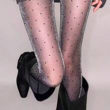 1双超亮银色波点丝袜，性感薄款半透明珠光时尚百搭丝袜，适合所有季节，可搭配靴子 - 彩色 - 查看 8