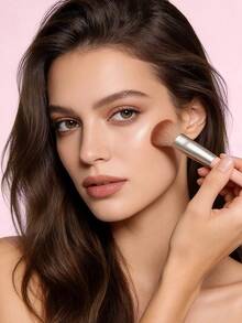 1Pc Soft Slope Makeup Brush For Blush, Contour & Highlighter - Coral Pink - View 8