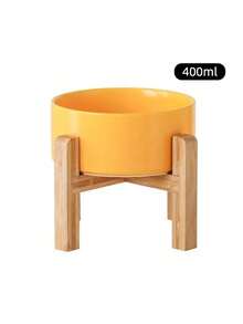 Bát ăn cho mèo bằng gốm có chân đế, bát ăn cho chó nâng cao, bát đựng thức ăn chống trượt cho mèo với chân đế bằng tre, bộ đựng thức ăn và nước cho chó, chống nôn, giảm căng thẳng, phù hợp cho chó cỡ trung bình. - 400ml - Xem 16